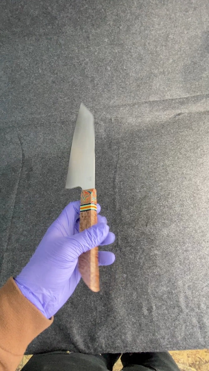 Stainless k-tip with redwood burl handle