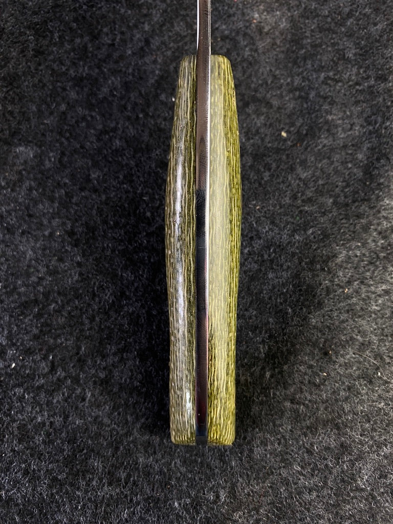 Stainless hunter in green burlap micarta