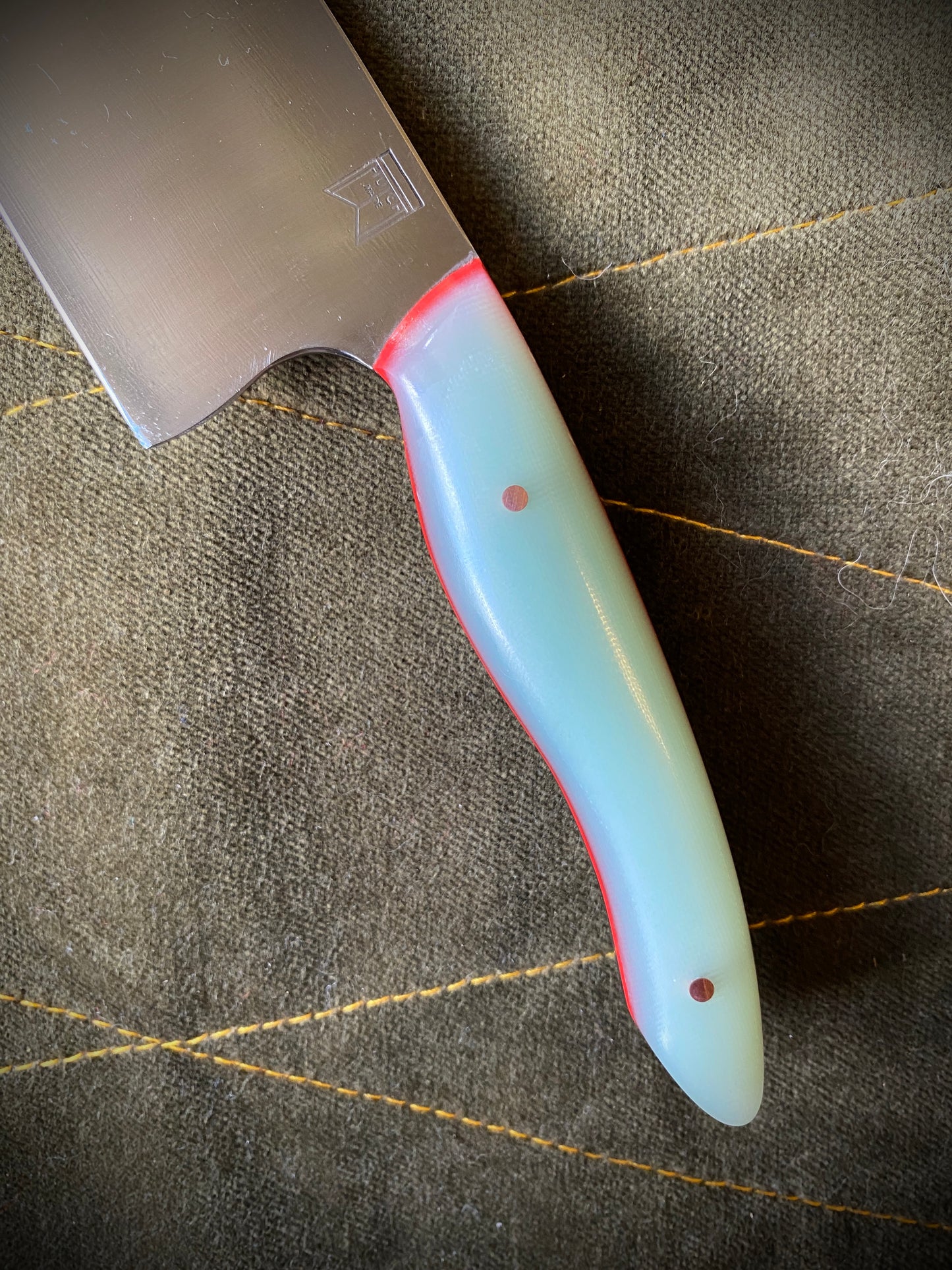 ellipse chefs knife in jade g-10
