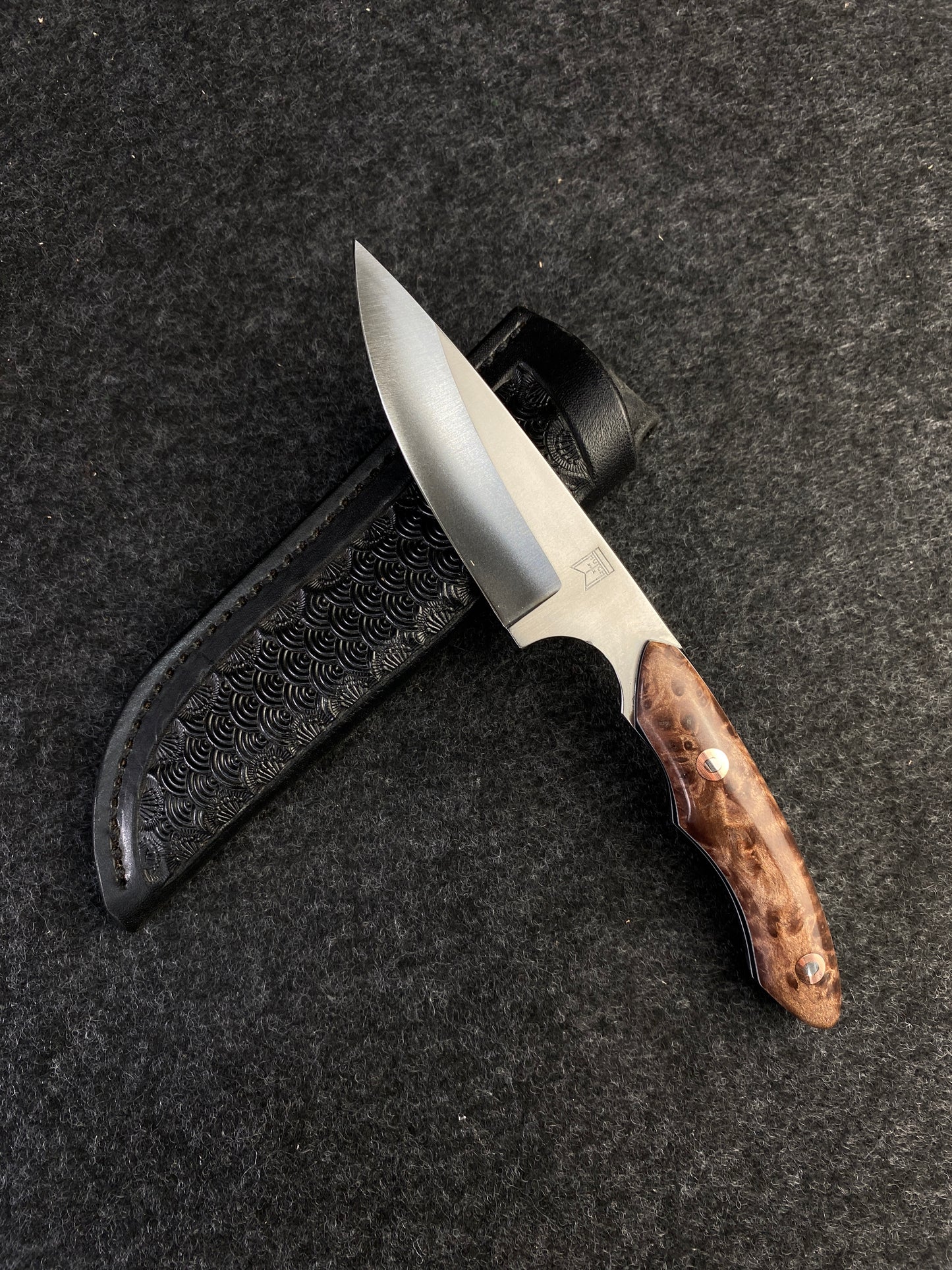 Stainless edc in redwood lace burl