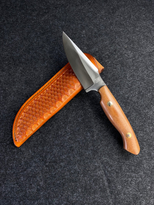 stainless natural linen micarta hunter