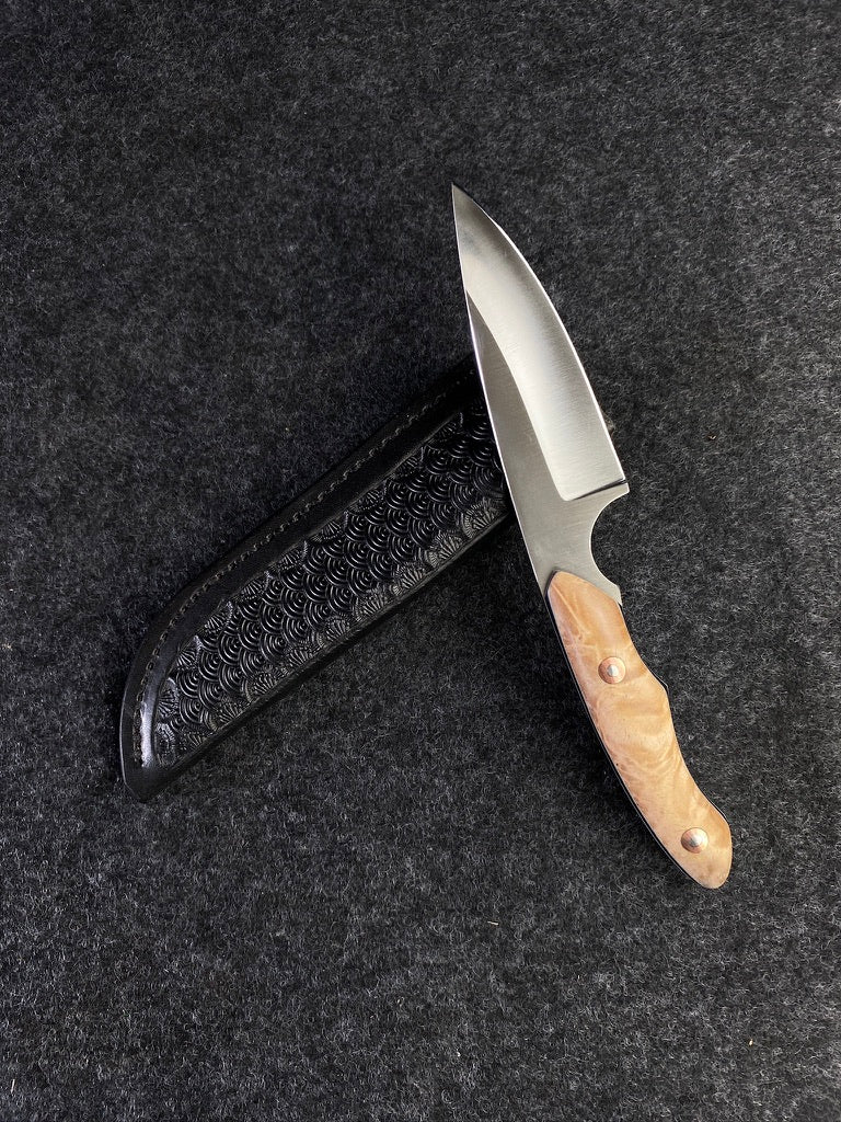 stainless edc box elder burl
