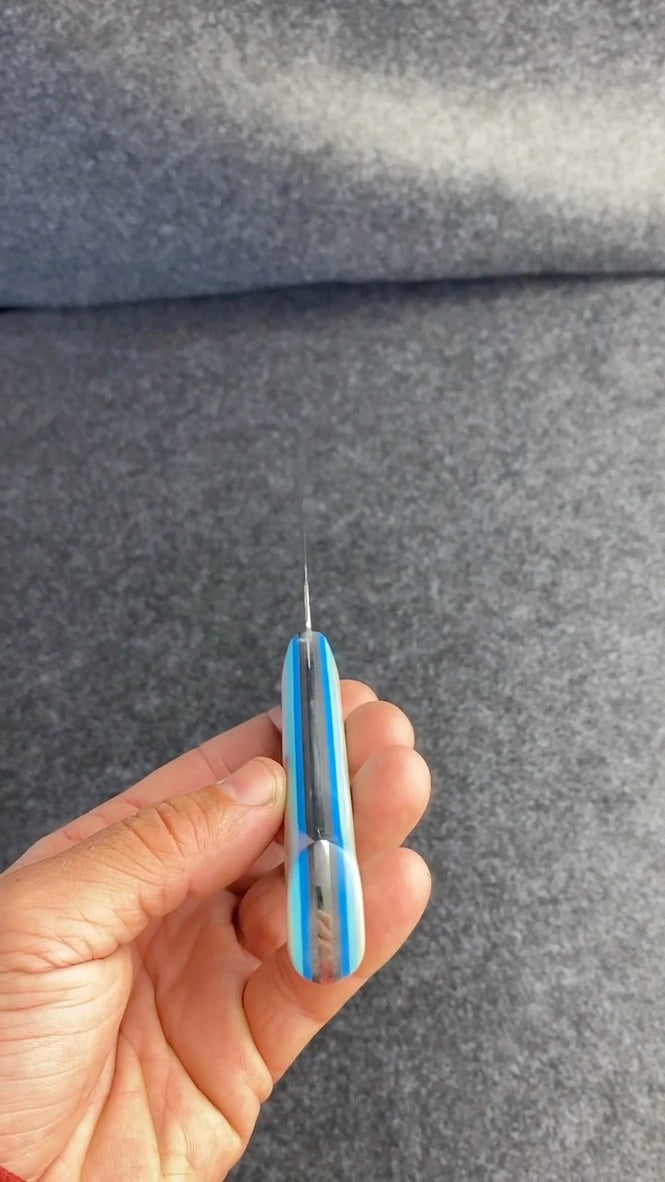 stainless paring with blue g10 handle
