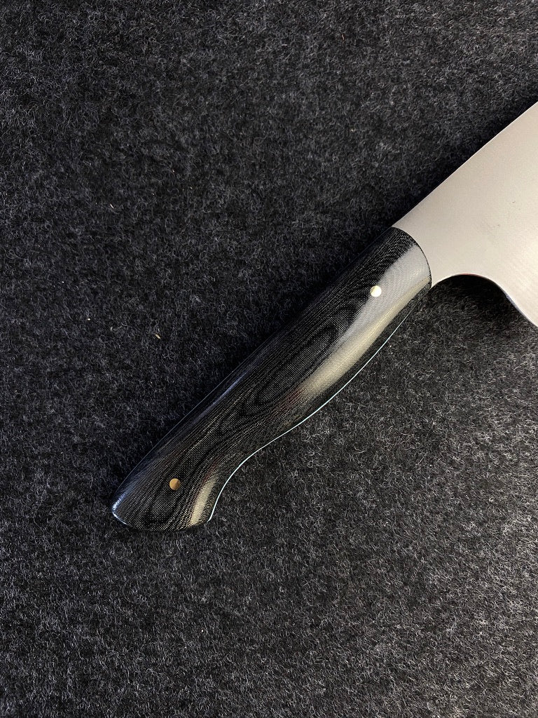 stainless 7" chefs in black linen micarta