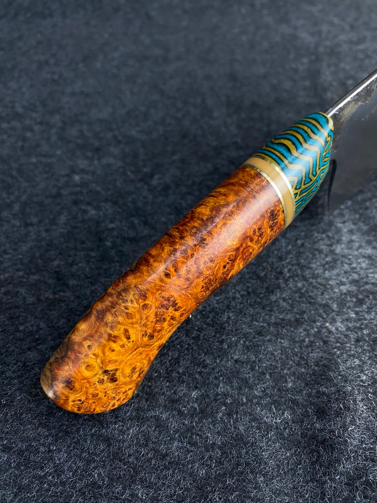 High carbon traditional chefs with amboyna burl