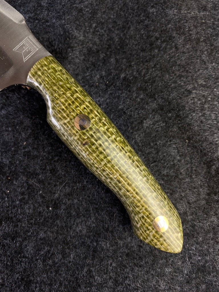 Stainless hunter in green burlap micarta