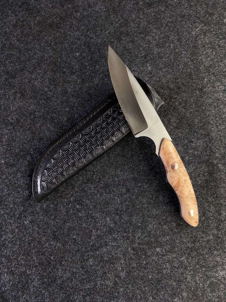 stainless edc box elder burl