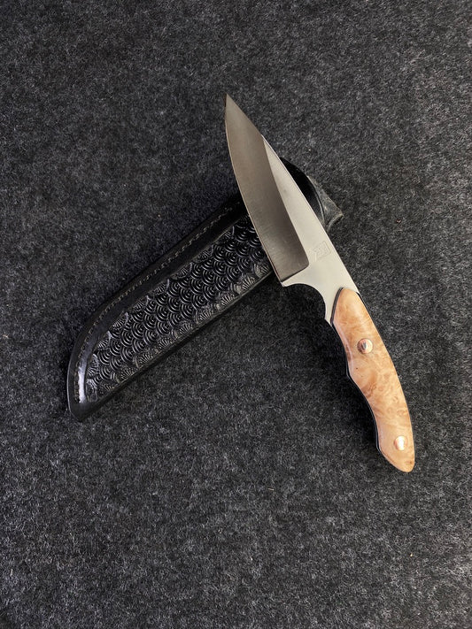 stainless edc box elder burl