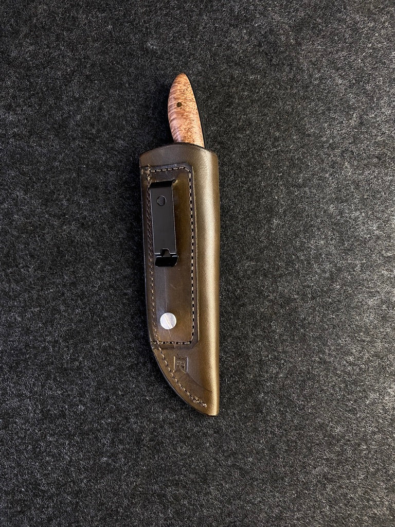 stainless edc in red malle burl