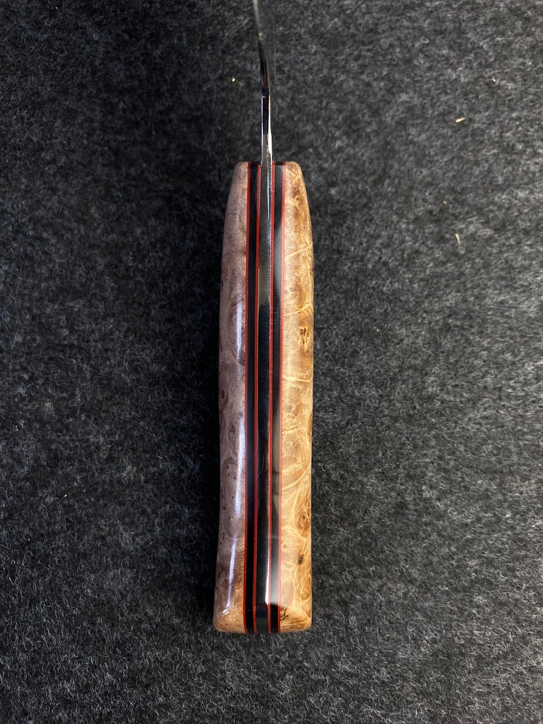 stainless nakiri in maple burl