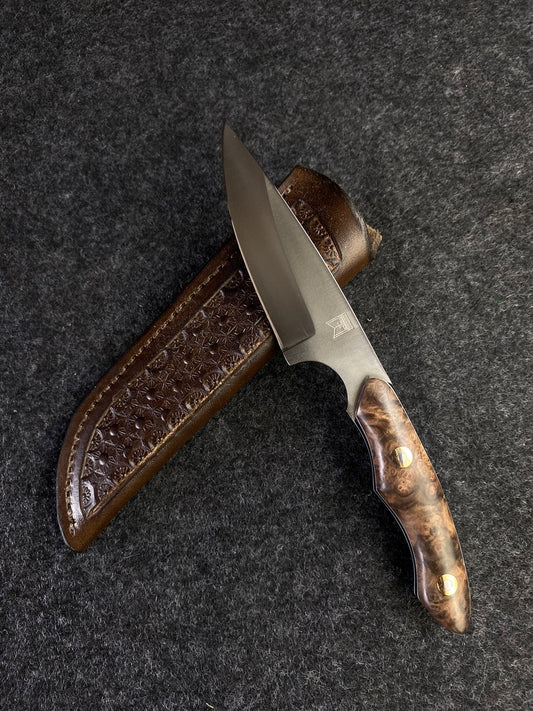 stainless edc turkish walnut burl