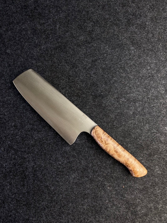 stainless nakiri in maple burl