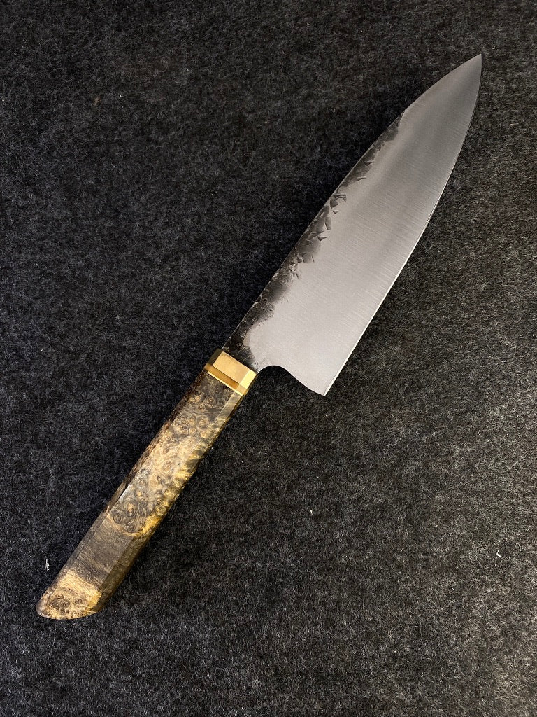8" gyuto in black amboyna burl