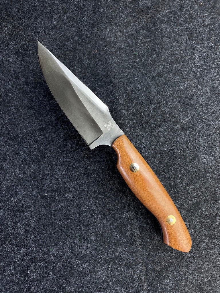 stainless natural linen micarta hunter