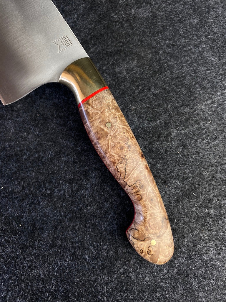 8" k tip in maple burl with brass bolster