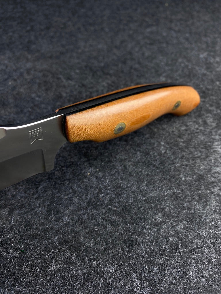 stainless natural linen micarta hunter