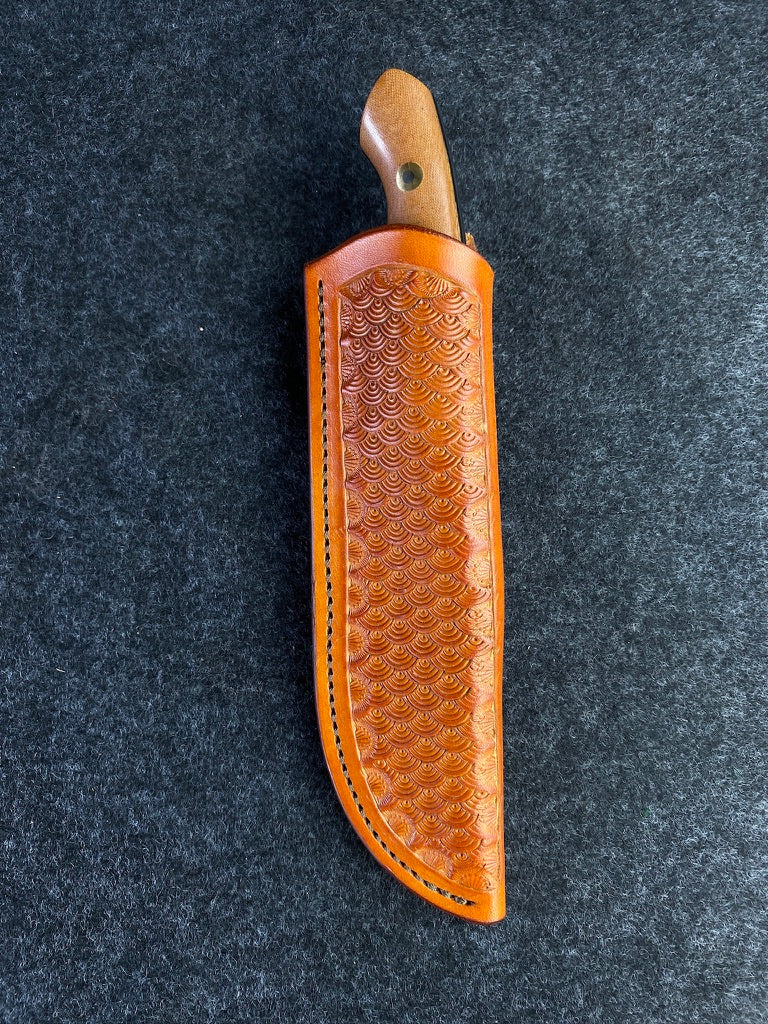 stainless natural linen micarta hunter