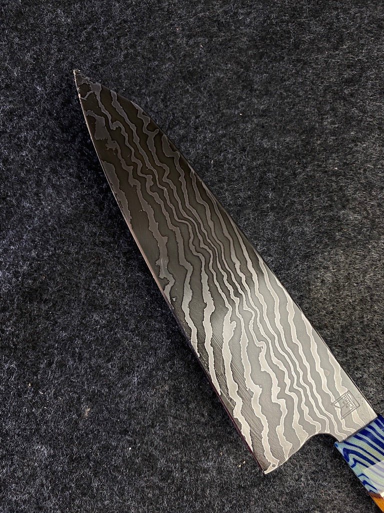 zebra damascus chefs knife