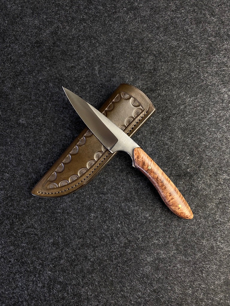 stainless edc in red malle burl