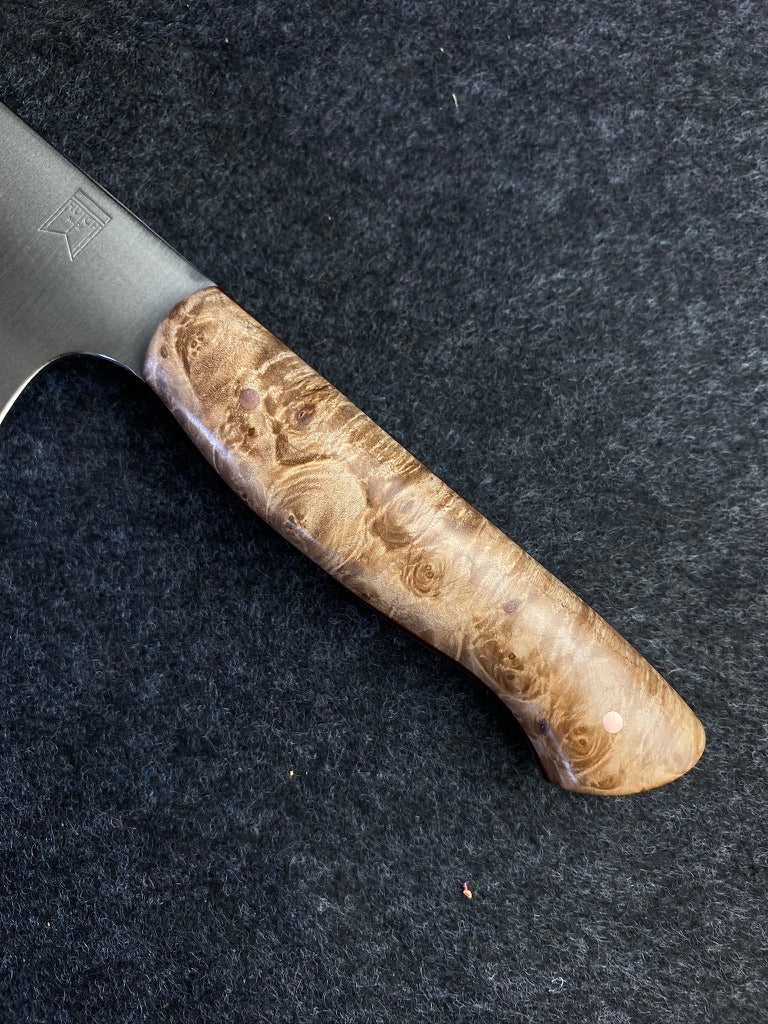 stainless nakiri in maple burl