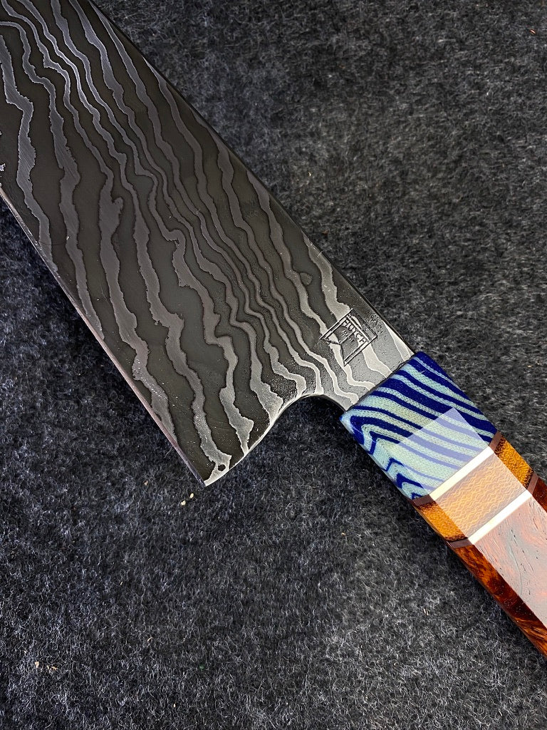 zebra damascus chefs knife
