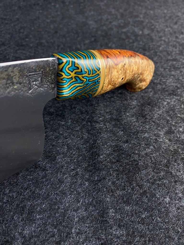 High carbon traditional chefs with amboyna burl
