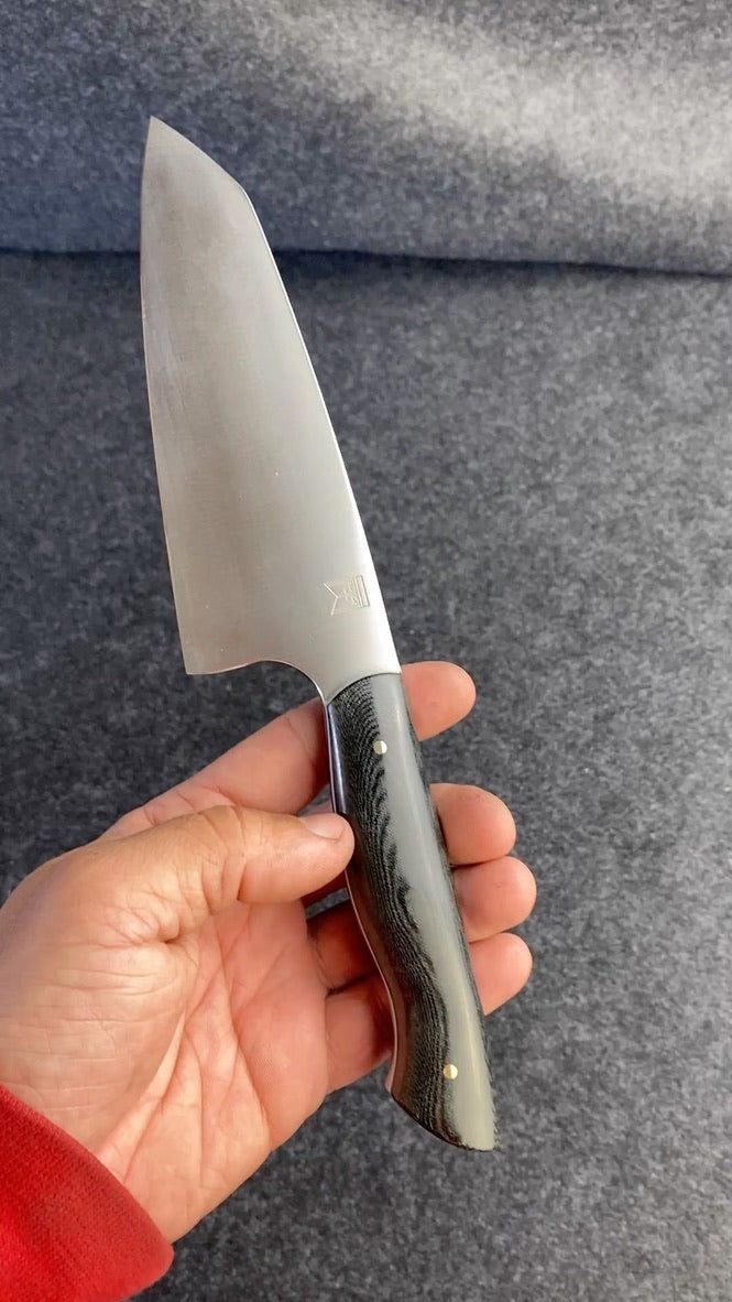 stainless 7" chefs in black linen micarta