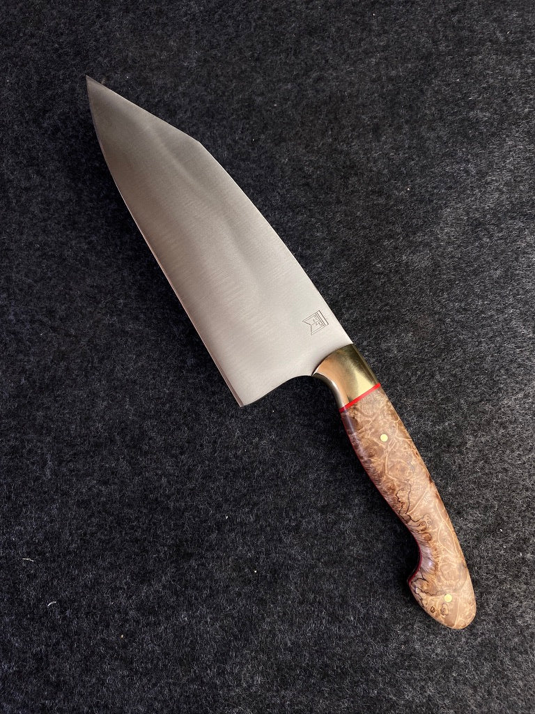 8" k tip in maple burl with brass bolster