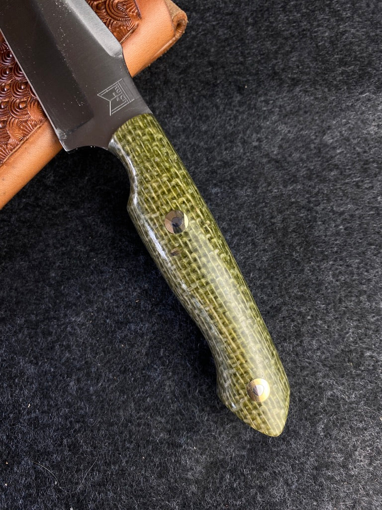 Stainless hunter in green burlap micarta