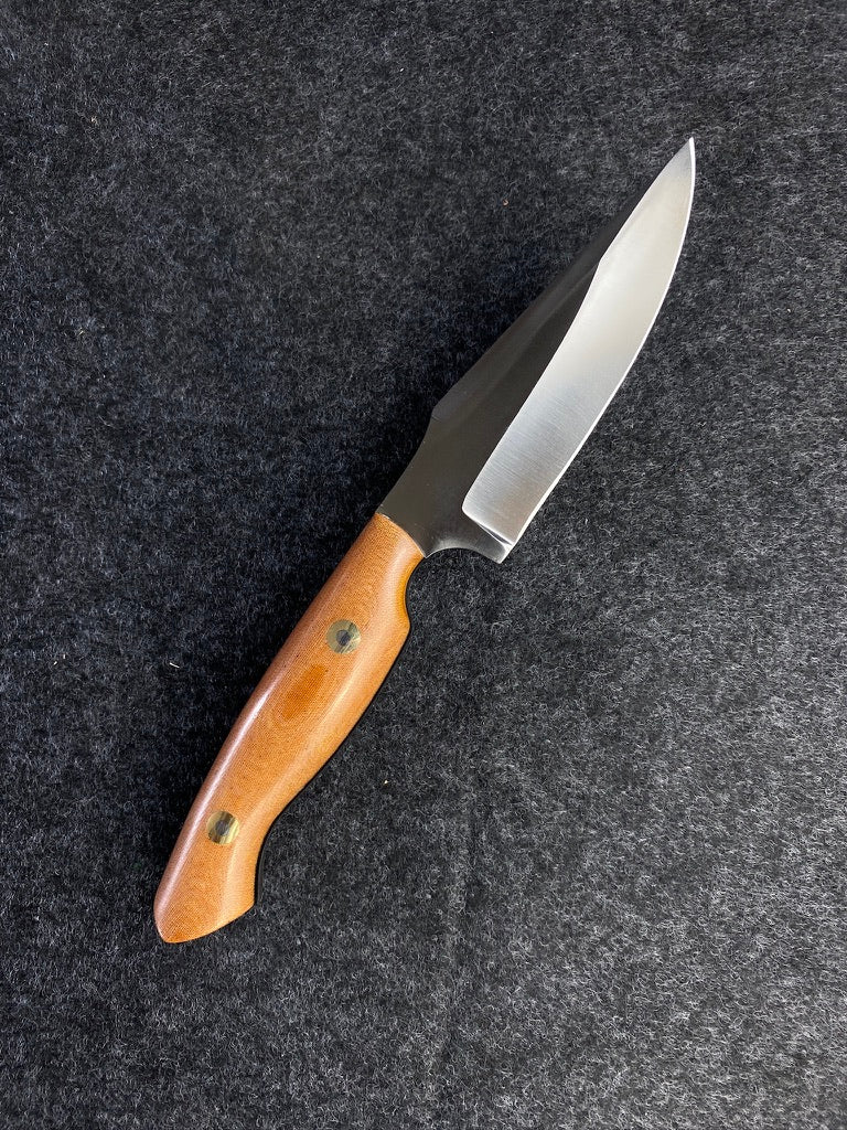 stainless natural linen micarta hunter