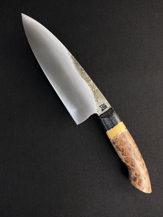 Spicy white chef with maple Burl