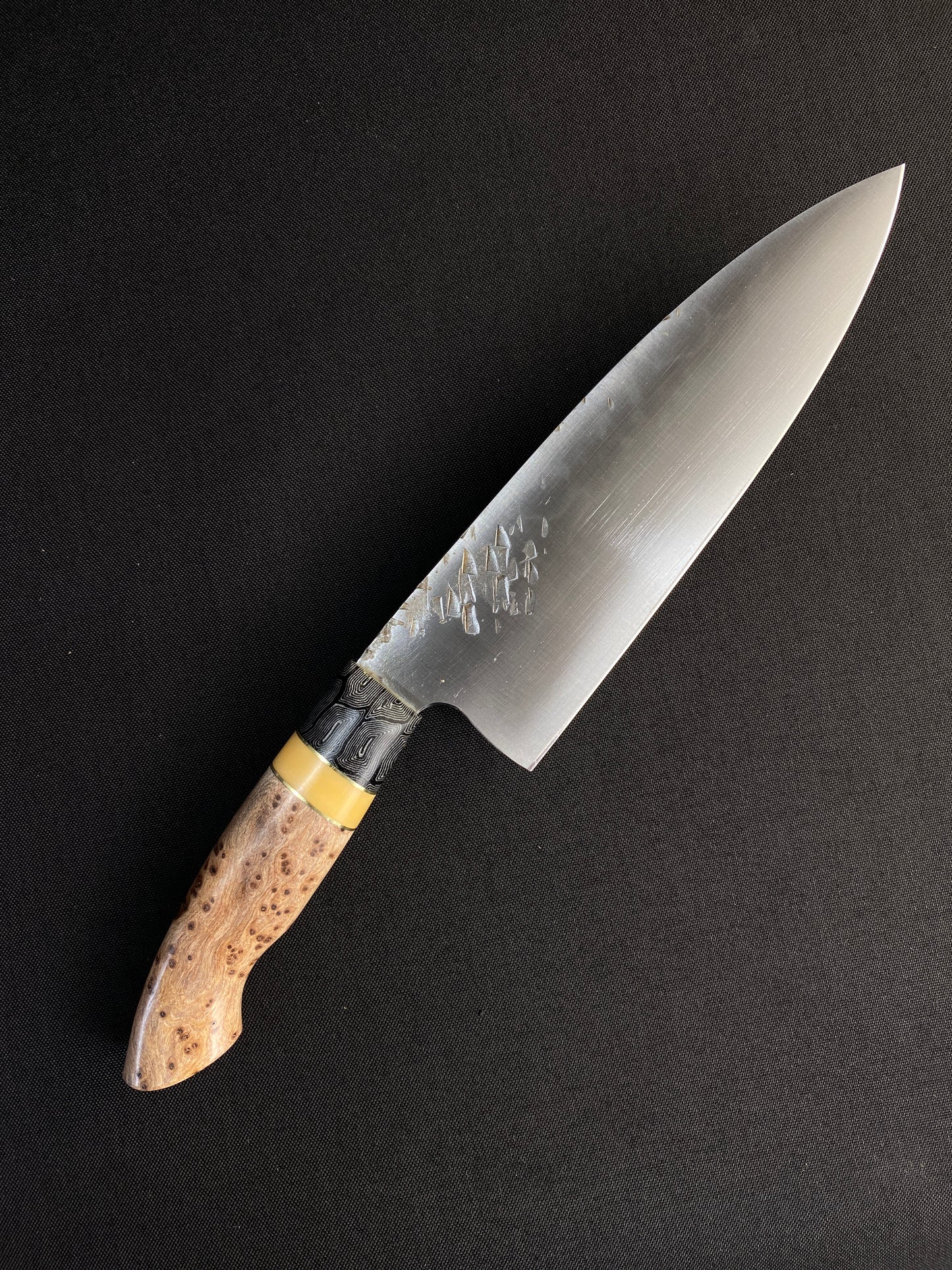 Spicy white chef with maple Burl