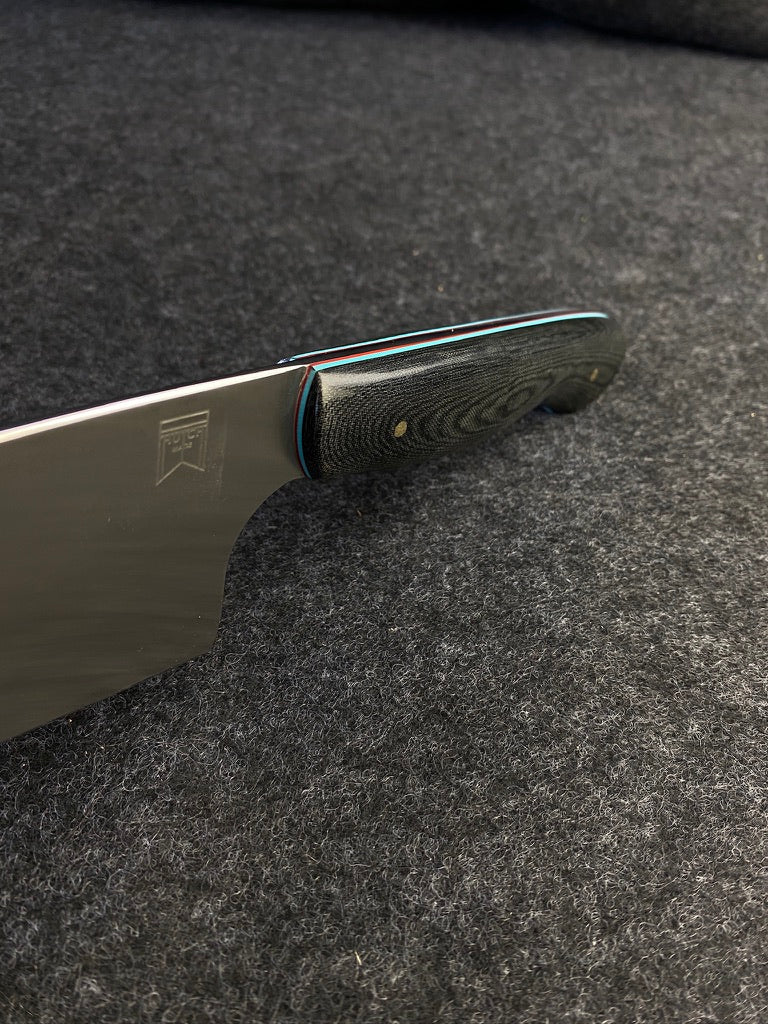 stainless 7" chefs in black linen micarta