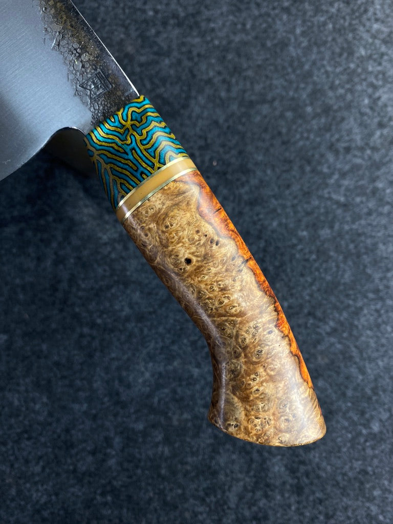 High carbon traditional chefs with amboyna burl