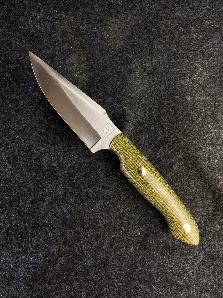 Stainless hunter in green burlap micarta