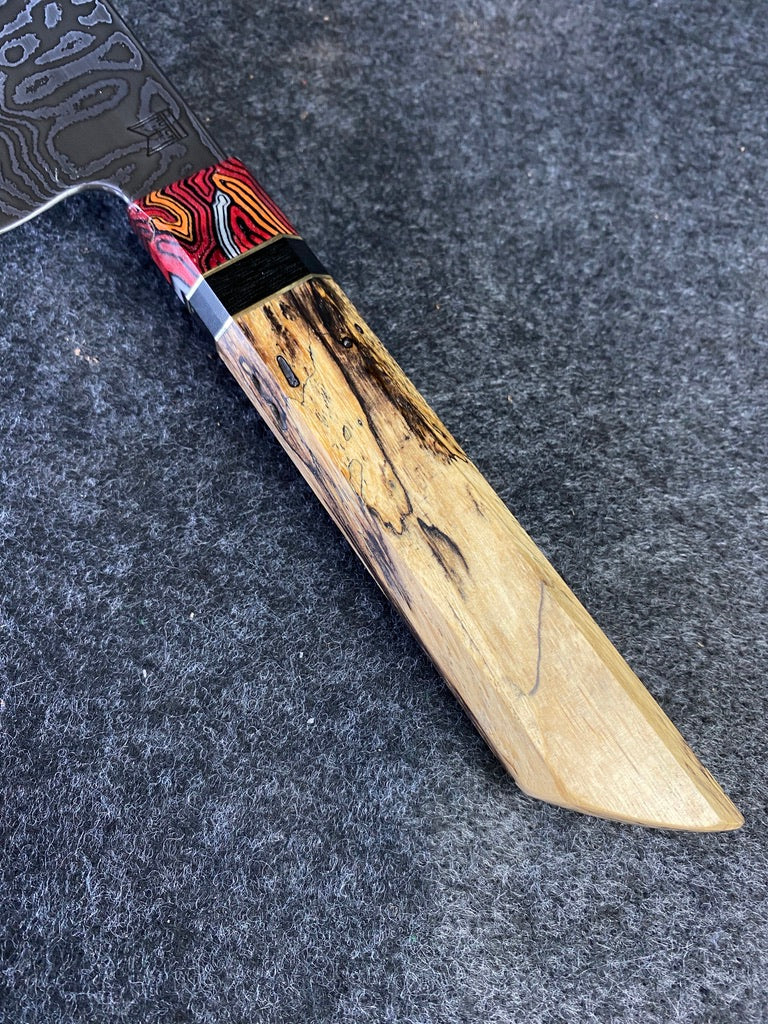 random pattern damascus chefs knife