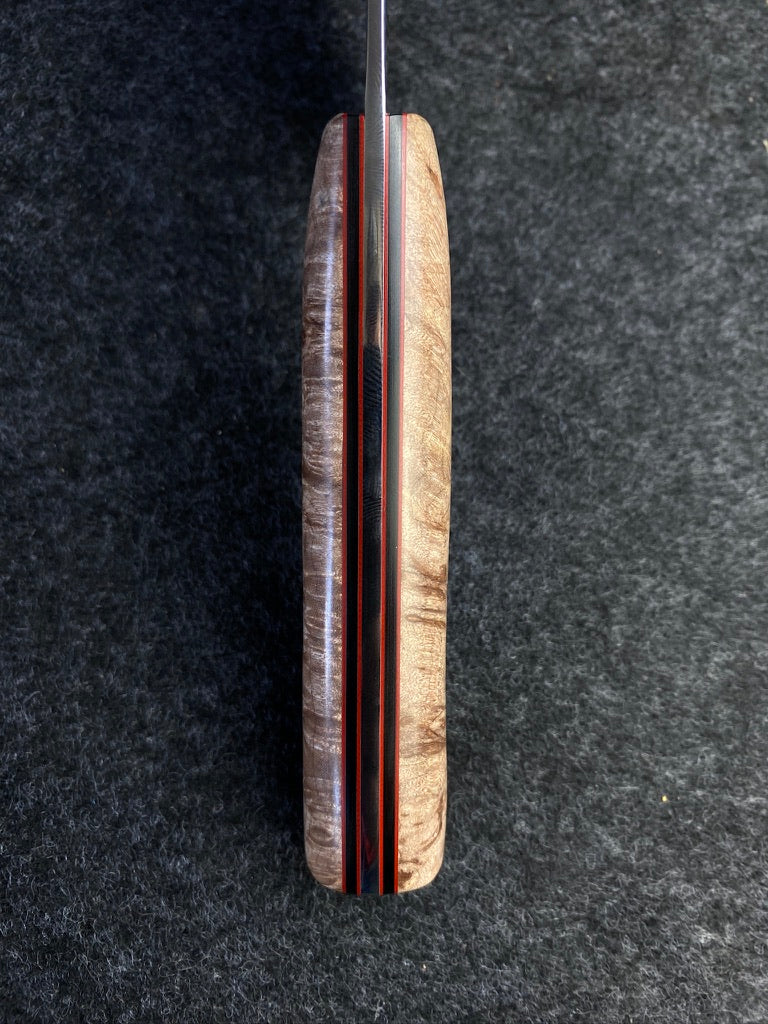 stainless nakiri in maple burl