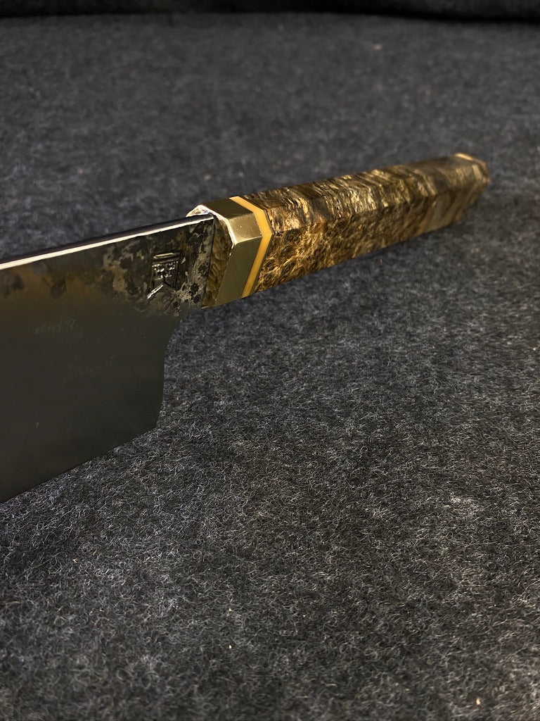 8" gyuto in black amboyna burl