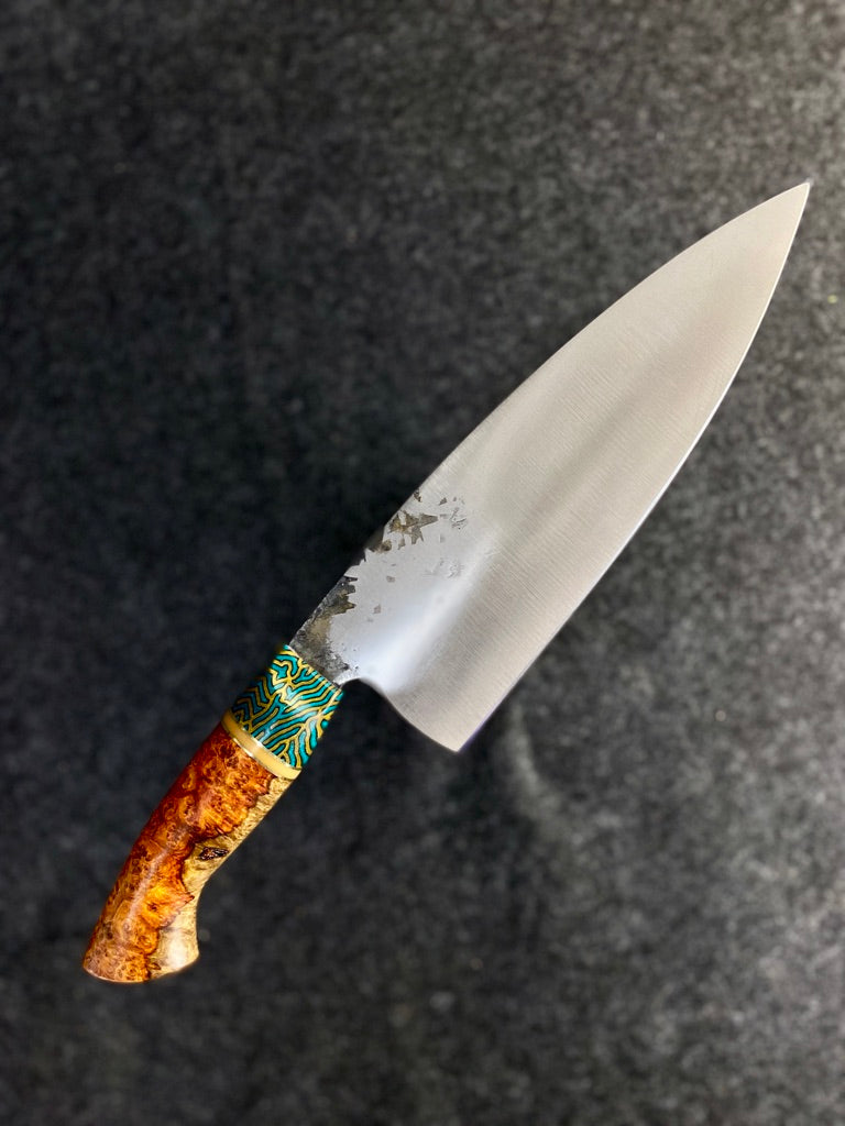 High carbon traditional chefs with amboyna burl