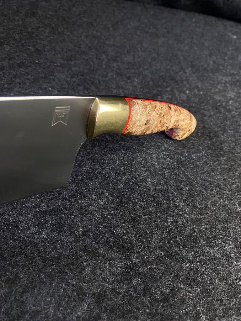 8" k tip in maple burl with brass bolster