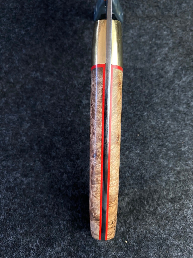 8" k tip in maple burl with brass bolster