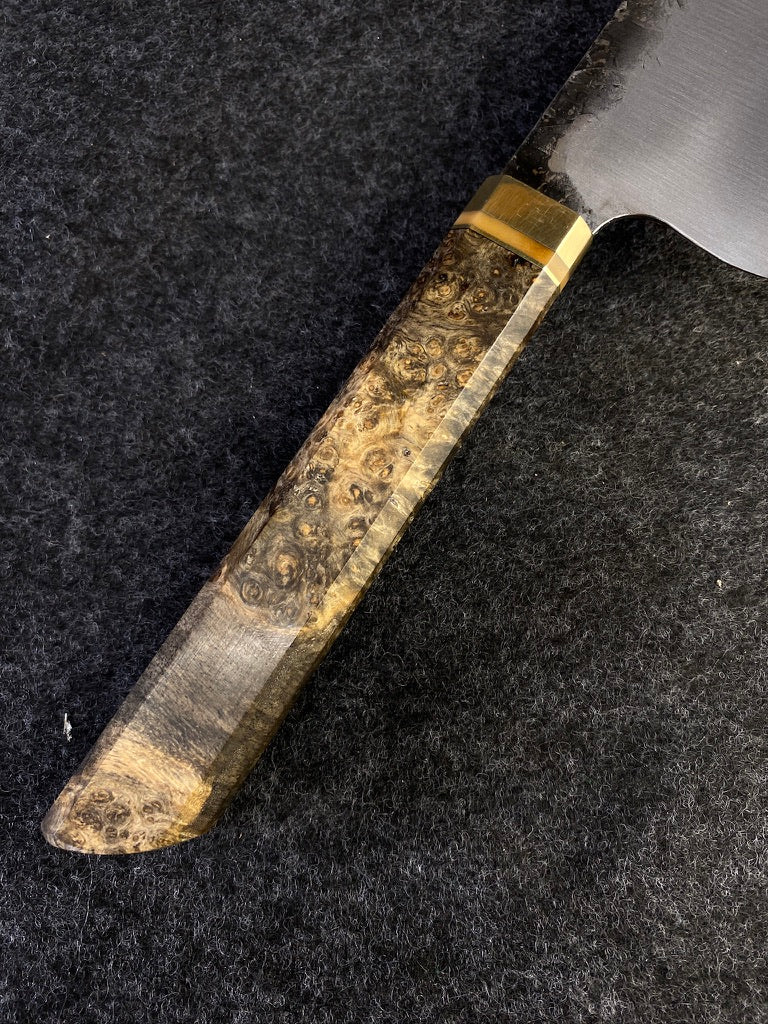 8" gyuto in black amboyna burl