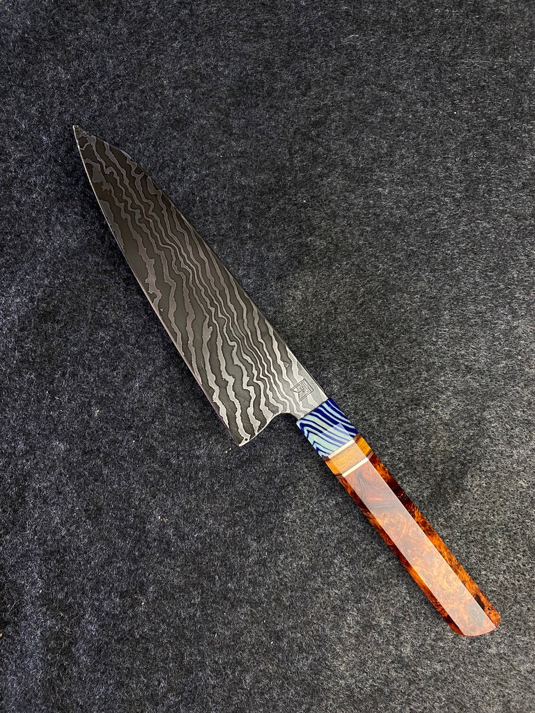 zebra damascus chefs knife