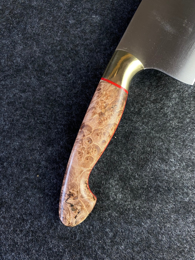 8" k tip in maple burl with brass bolster