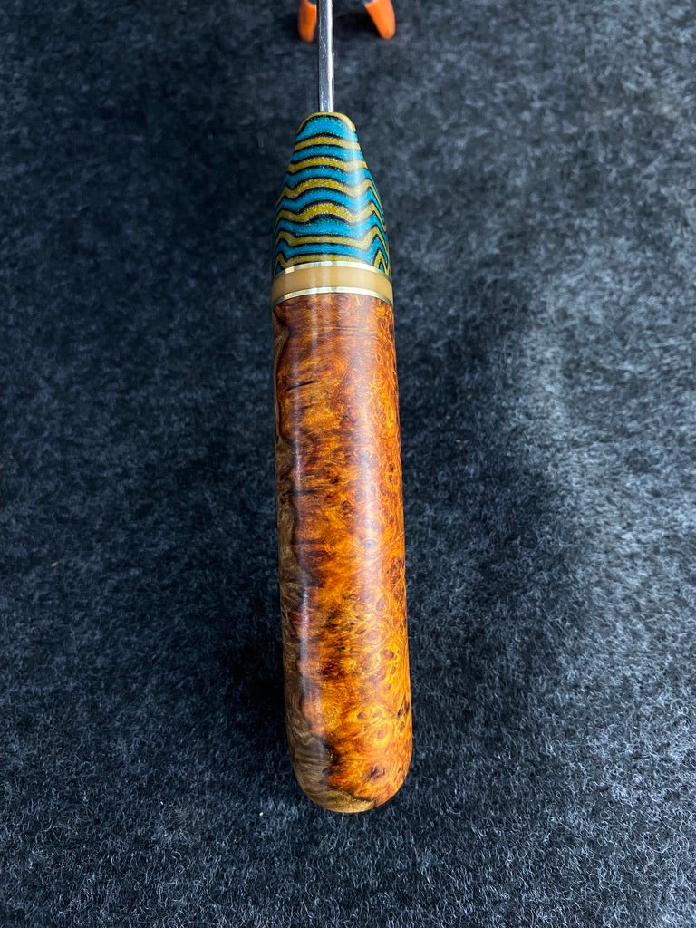 High carbon traditional chefs with amboyna burl