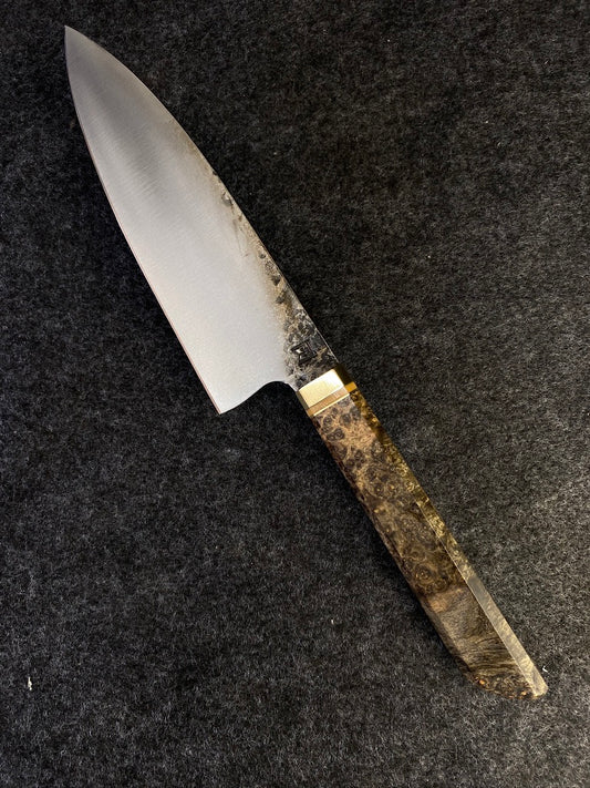 8" gyuto in black amboyna burl