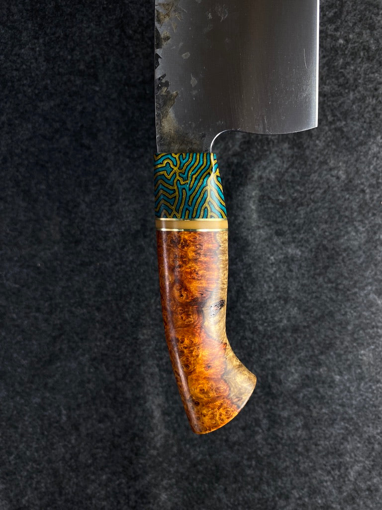 High carbon traditional chefs with amboyna burl