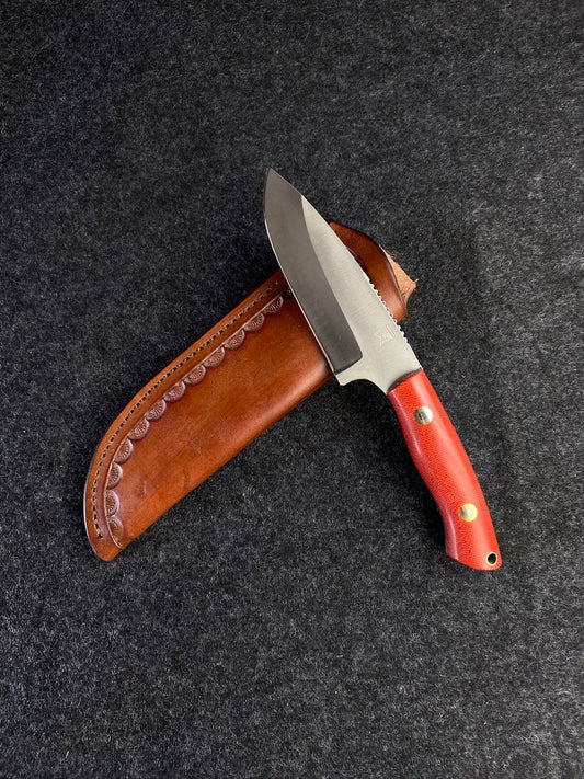 stainless edc in fire canvas micarta