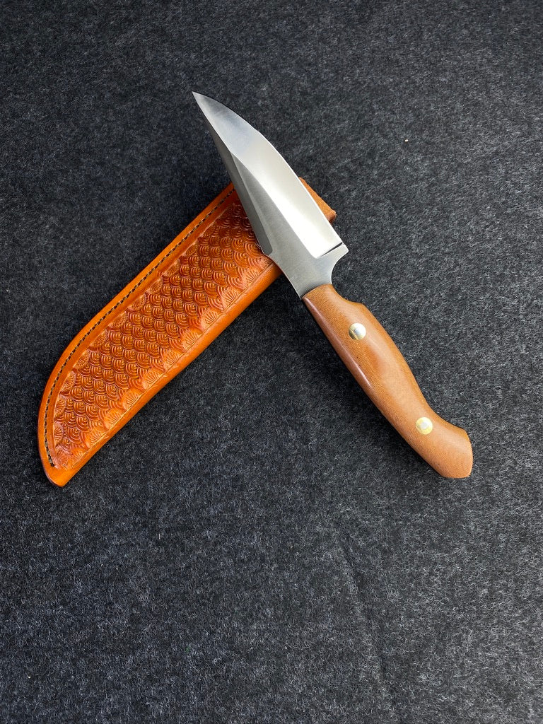 stainless natural linen micarta hunter