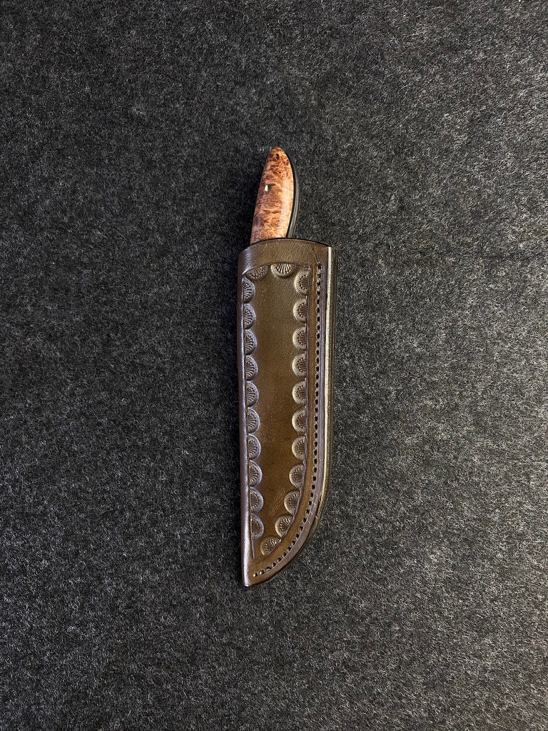 stainless edc in red malle burl